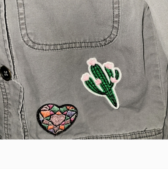 Y2K Mossimo Military Jacket with Patches - Picture 2 of 13